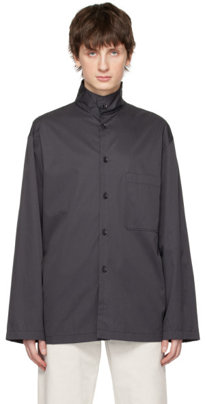 LEMAIRE - Navy Stand Collar Shirt