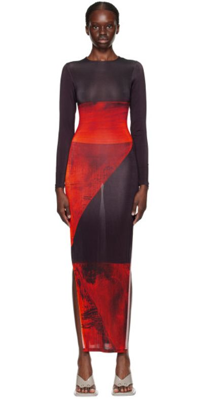 louisa ballou maxi dress One-shoulder printed stretch-silk maxi dress - black