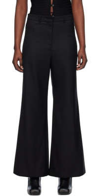 パンツ LOW CLASSIC : 24FW / BELT LOOP POINT TROUSER (2COLORS) Low Classic Belt Loop Point Wide Leg Pants In Black - 50