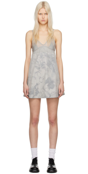 [ロウ クラシック] NEW SEE-THROUGH STITCH DRESS☆☆ LOW CLASSIC - Gray See-Through Stitch Minidress