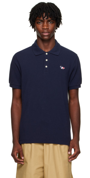 MAISON KITSUNE ネイビーフォックスポロ L FOX HEAD REGULAR POLO | Maison Kitsuné