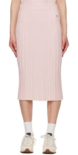 Maison Kitsuné Maison Kitsuné Pink Baby Fox Midi Skirt