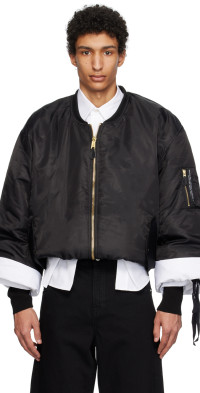 Marina Yee - Black Cropped Bomber Jacket