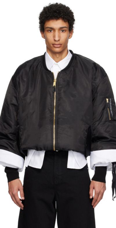 Marina Yee - Black Cropped Bomber Jacket