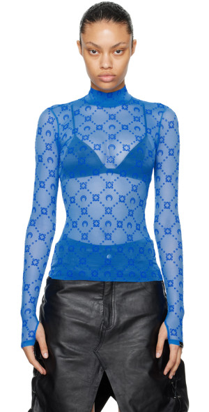 【関税&送料込】Marine Serre Printed Stretch Nylon Top Marine Serre Long Sleeve Top, Size S