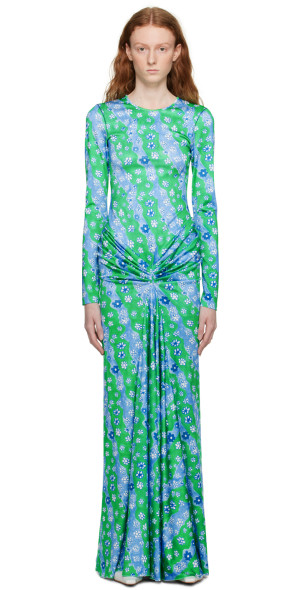 Orni Fashion Blue Printed Maxi Dress