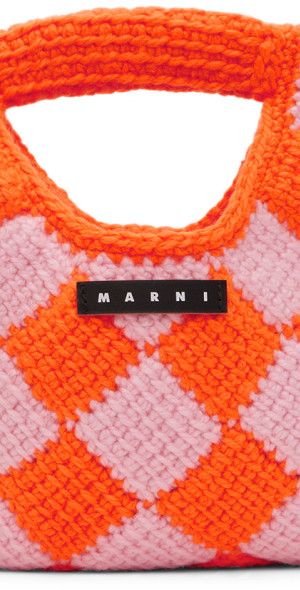 Marni - Kids Orange & Pink Crochet Diamond Bag