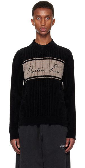 Martine Rose - Black Chenille V-Neck Sweater