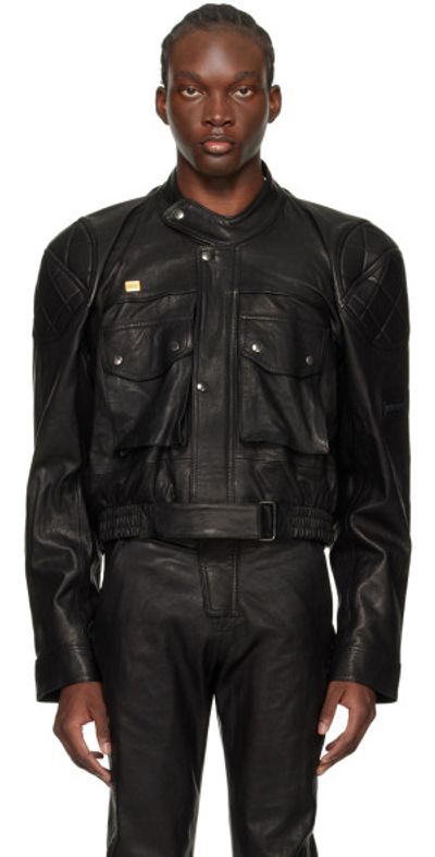 Martine Rose Black Cropped Leather Jacket