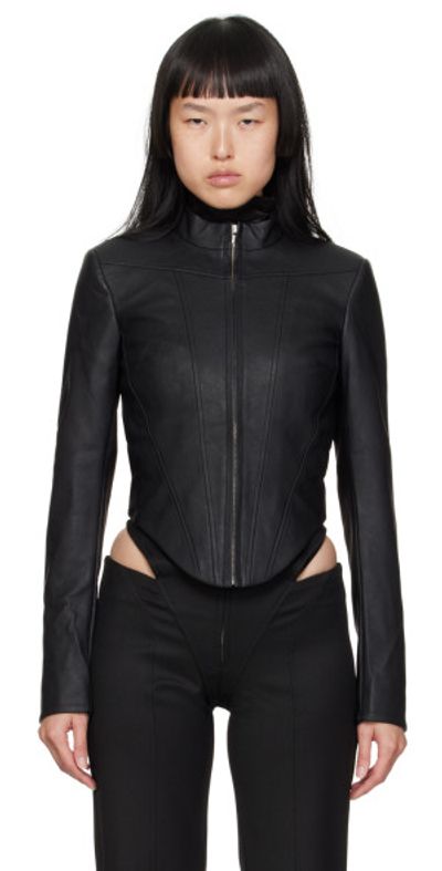 MISBHV Black Matte Faux-Leather Jacket