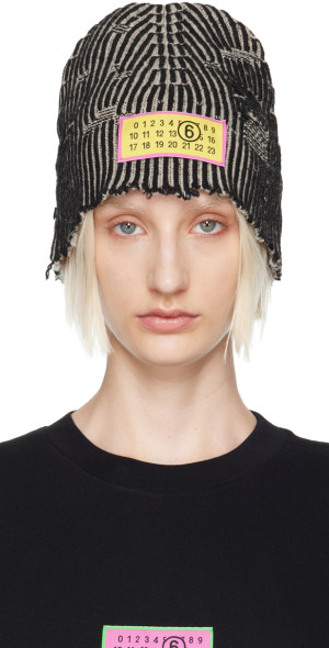 MM6 Maison Margiela - Black & Beige Amended Bicolor Beanie