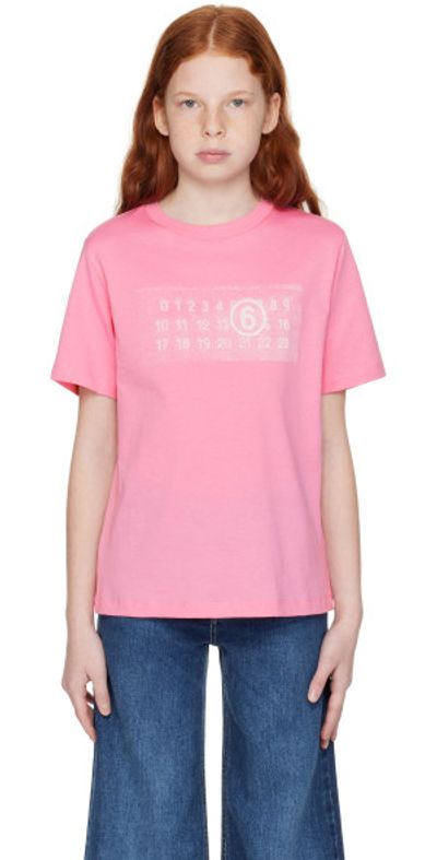 MM6 Maison Margiela - Kids Pink Printed Logo T-Shirt