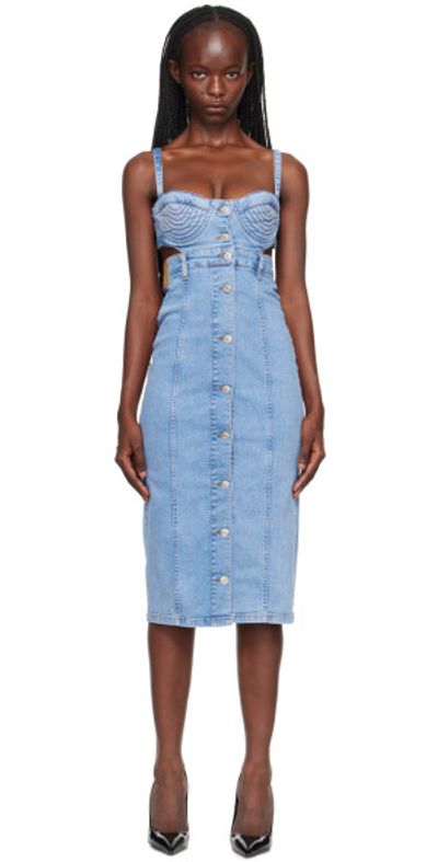 white christmas dresses Denim Sleeveless Button-Down Cutout Dress LT Wash / Small main image 1