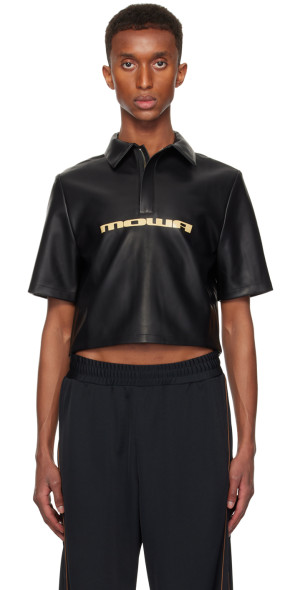 Mowalola - Black Moto Faux-Leather Polo