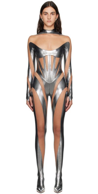 mugler silver dress Thierry Mugler Spring 1989 Silver Bodycon Dress