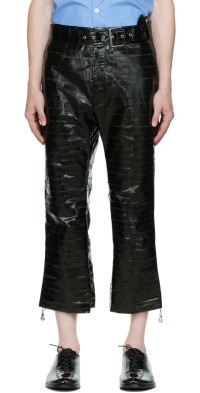 Namacheko Namacheko Black Paneled Eel Leather Pants