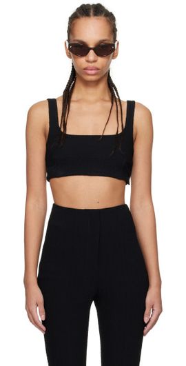 Nanushka Nanushka Black Anouk Seersucker Bralette Top