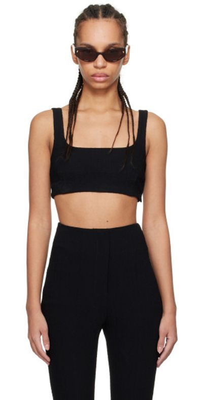 Nanushka Nanushka Black Anouk Seersucker Bralette Top