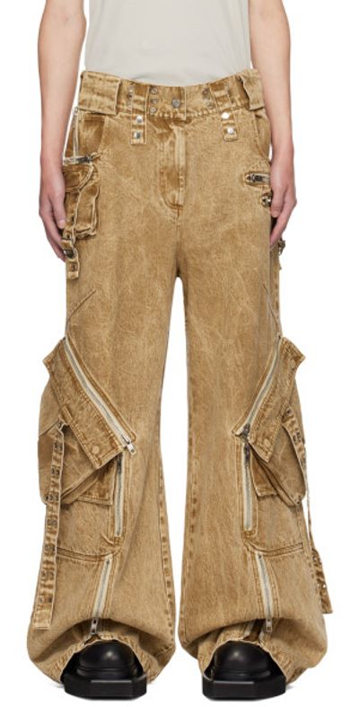 NO/FAITH STUDIOS - Beige Used Denim Cargo Pants