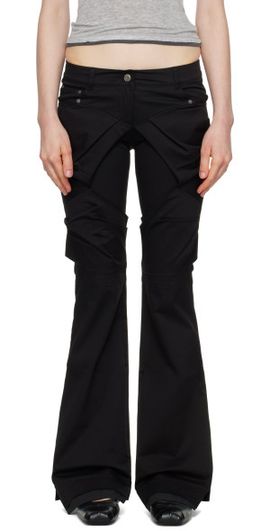 OPEN YY OPEN YY Black Gathered Bootcut Trousers