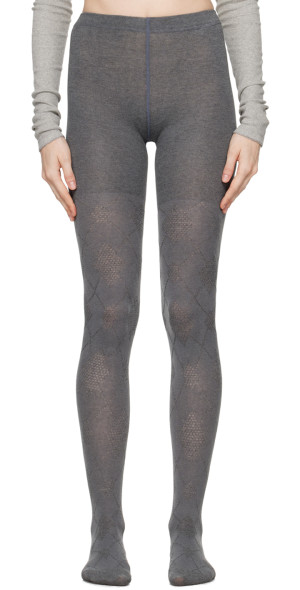 【OPEN Yy】ARGYLE COTTON TIGHTS OPEN YY - Gray Argyle Cotton Tights