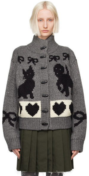 OPEN YY - Gray Pet Club Cardigan