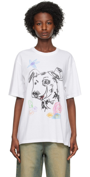 OPEN YY - White Pet Drawing T-Shirt