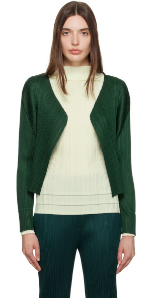 PLEATS PLEASE ISSEY MIYAKE - Green New Colorful Basics 3 Cardigan 