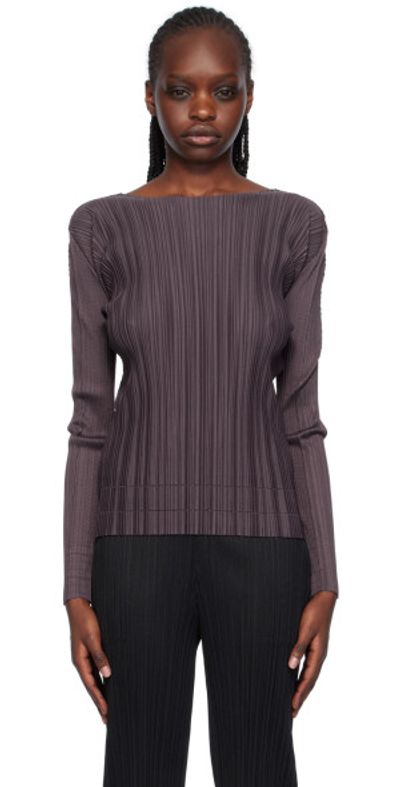 PLEATS PLEASE ISSEY MIYAKE PLEATS PLEASE ISSEY MIYAKE Purple Soft Pleats Long Sleeve T-Shirt