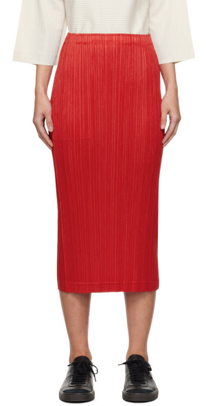 PLEATS PLEASE ISSEY MIYAKE - Red Thicker Bottoms 1 Midi Skirt