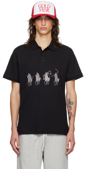 Praying - Black Embroidered Horsemen Polo