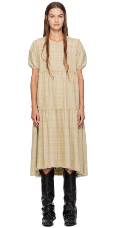 R13 - Beige Shredded Relaxed Midi Dress