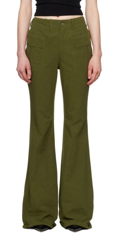 R13 R13 Khaki Flare Leg Trousers