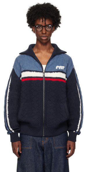 RICE NINE TEN - Navy Knitting Track Jacket