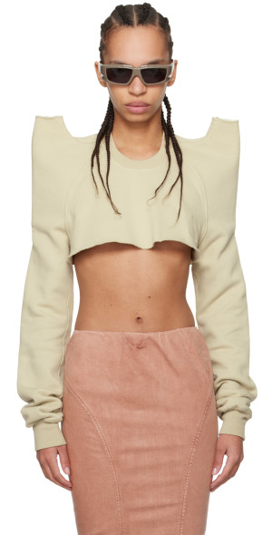 トップス Rick Owens drkshdw CREATH SWEAT sleeve Rick Owens DRKSHDW: Black Hollywood Cropped Tecsweat Sweatshirt