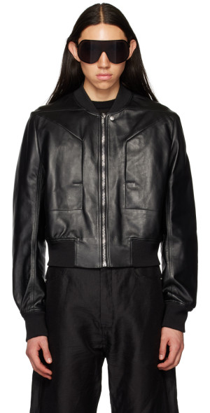 Rick Owens - Black Fog Leather Bomber Jacket