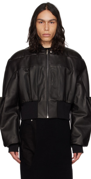 Rick Owens - Black Girdered Leather Bomber Jacket