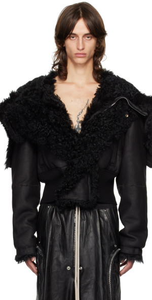 Rick Owens - Black Porterville Cropped Alice Reversible Shearling