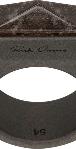 【Rick Owens】ブラック Porterville Crystal Pyramid リング Rick Owens - Black Porterville Crystal Pyramid Ring