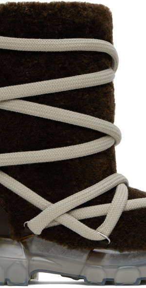 RICK OWENS ブーツ　Lunar Tractor shearling Rick Owens - Lunar Tractor Leather-Trimmed Shearling Boots
