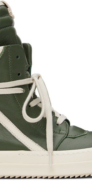 靴 Rickowens geobasket 42 White and Green Rick Owens - Kids Green & Off-White Geobasket Sneakers