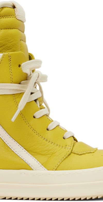 Rick Owens Kids Yellow and White Sneakers Rick Owens Kids Geobaskets in Lemon – Antidote Fashion and  main image 2