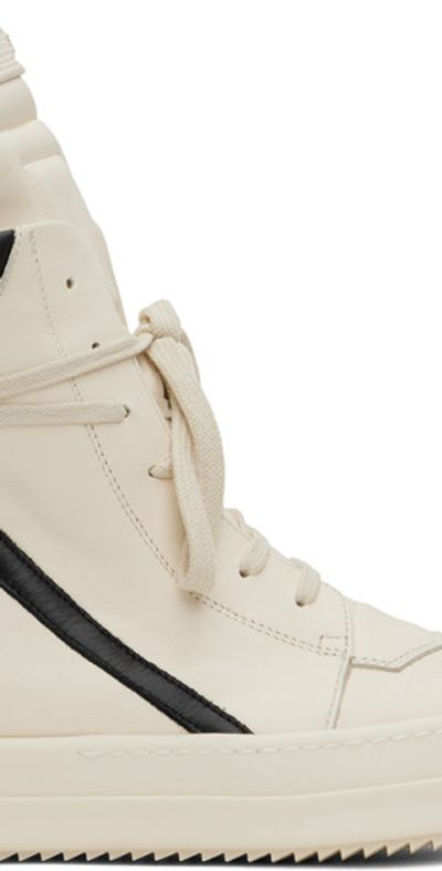 Rick Owens Off-White Black Geobasket Sneakers - Main Image