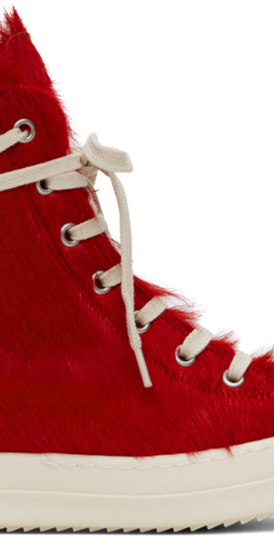 リックオウエンス　スニーカー　シューズ　レッド Rick Owens - Red Unshaved Sneakers