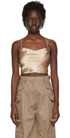 Rokh Rokh Brown Silk Tank Top