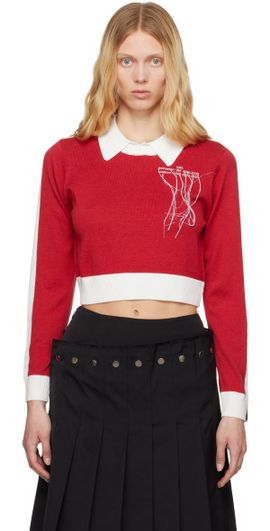 Rokh Rokh Red Contrasted Polo