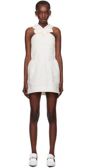 SHUSHU/TONG SHUSHU/TONG White Crossover Bow Minidress