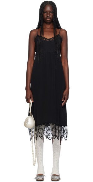 Simone Rocha Black Deep Lace Trim Slip Dress