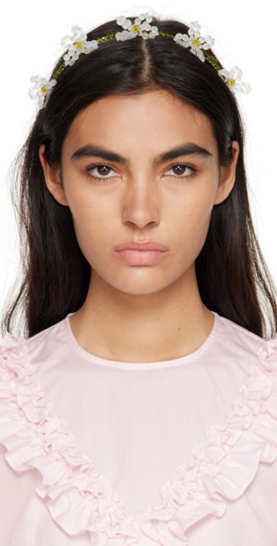 Simone Rocha Pink and Green Floral Beaded Headband Simone Rocha Pink and Green Floral Beaded Headband main image 3