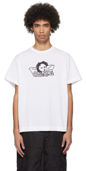 【関税込み】Simone Rocha ホワイト Pearl & Chain Boy Tシャツ Simone Rocha: White Pearl & Chain Boy T-shirt | SSENSE